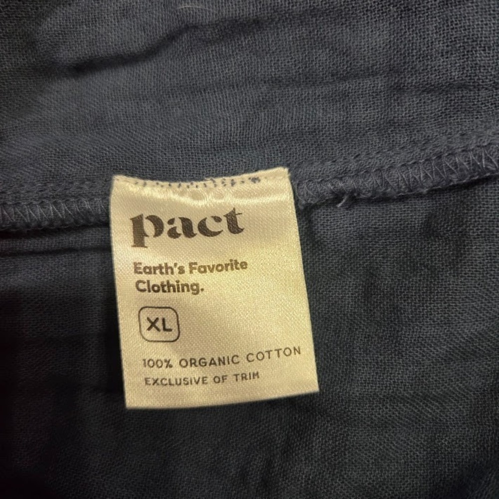 PACT Organic Cotton Coastal Double Gauze Tiered Dress XL Navy Blue Pockets Boho - Picture 7 of 12